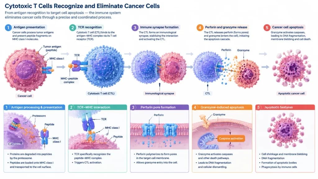 Cytotoxic T Cells Killing Cancer Cells Diagram