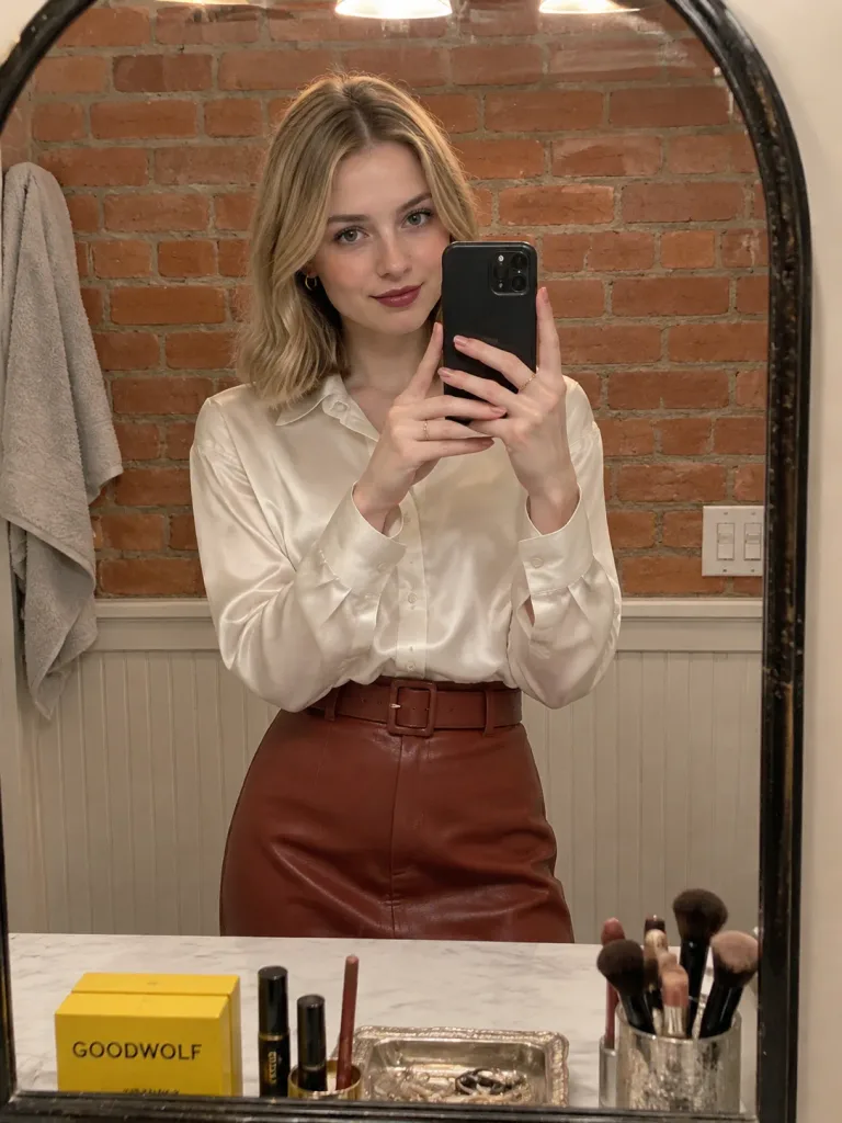 Chic Indoor Mirror Selfie Portrait