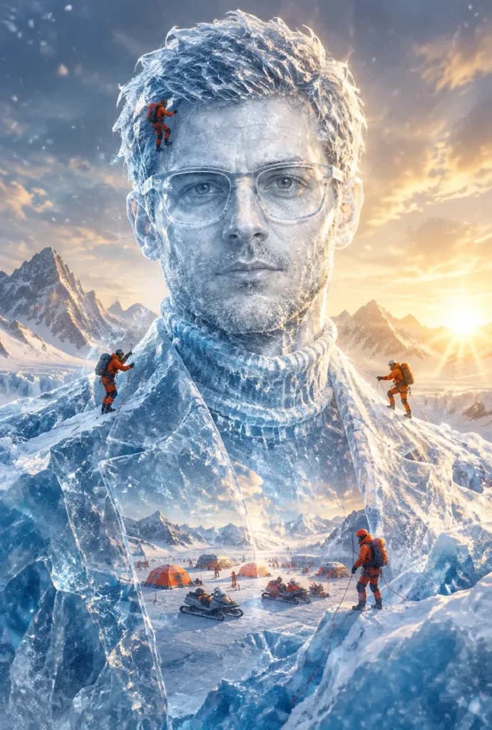 Colossal Glacial Ice Sculpture Double Exposure