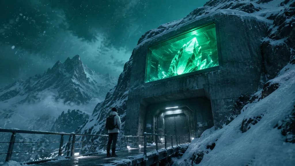 Futuristic Mountain Vault in Snow