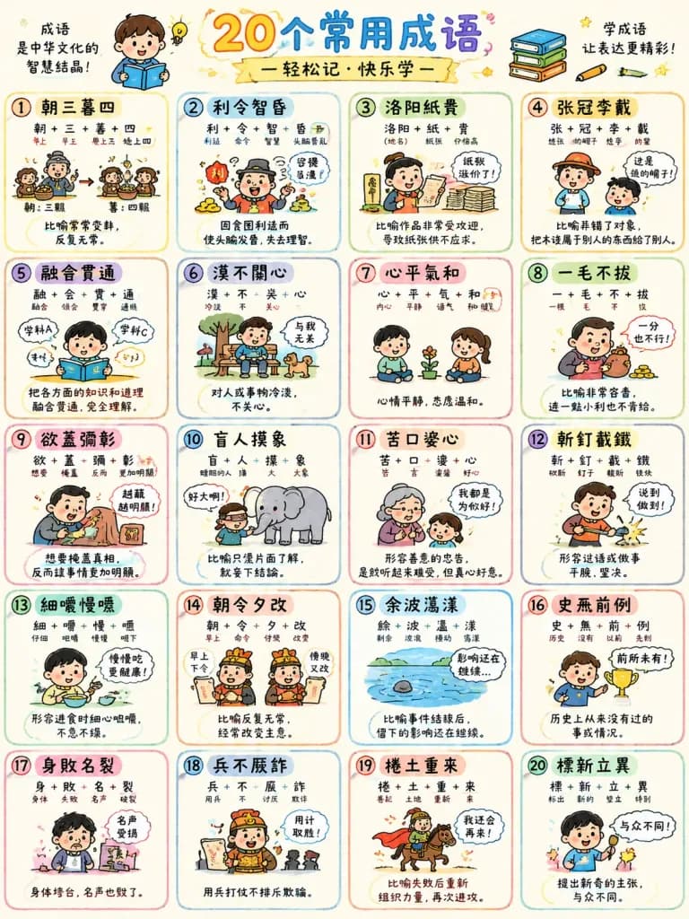 손그림 고사성어 교육 마인드맵 포스터