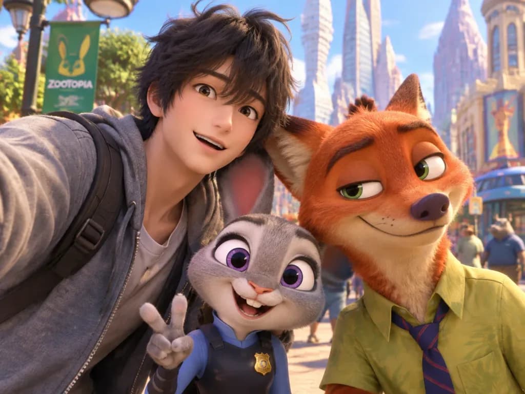 Posing with Judy and Nick