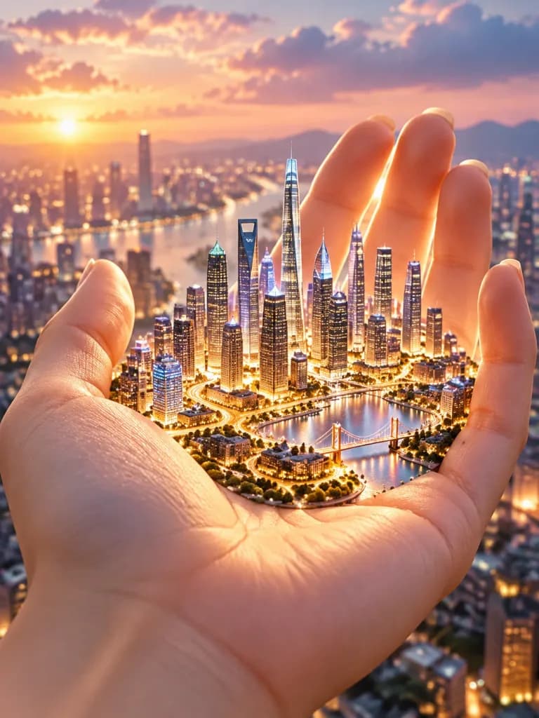 掌心发光的微缩城市