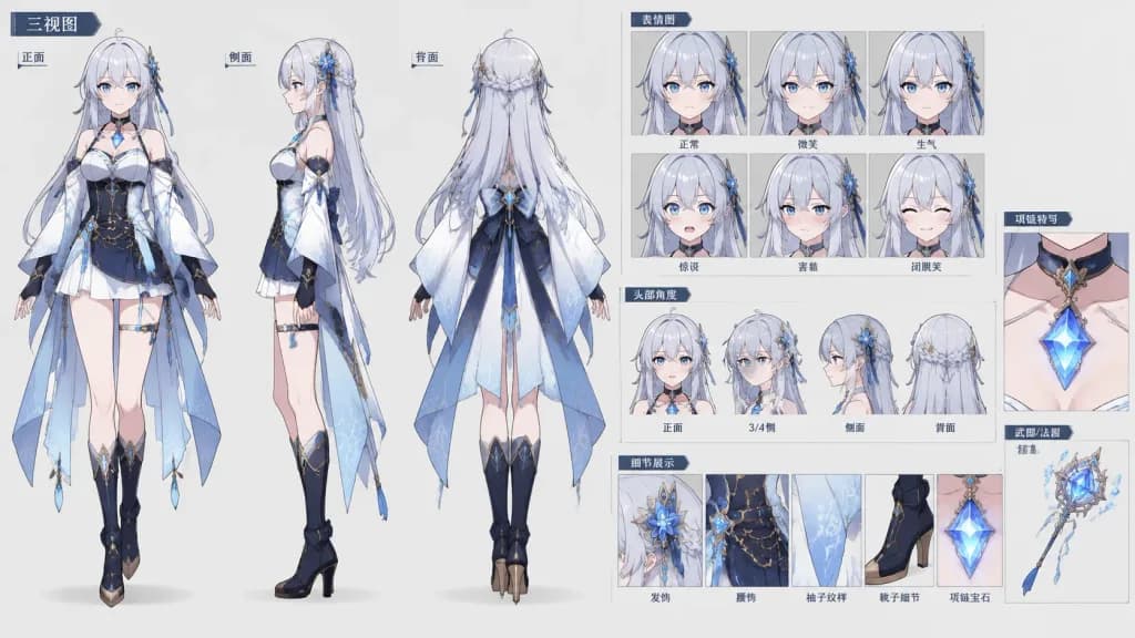 Anime Character Turnaround Model Sheet