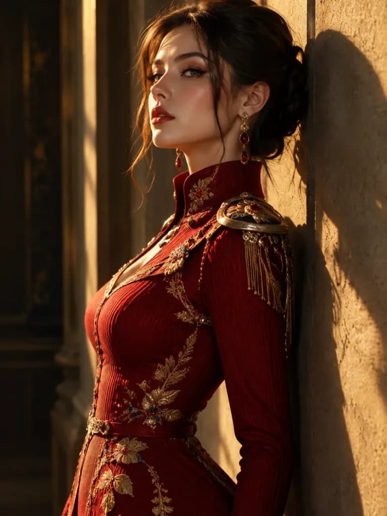 Editorial Portrait in Military Gown