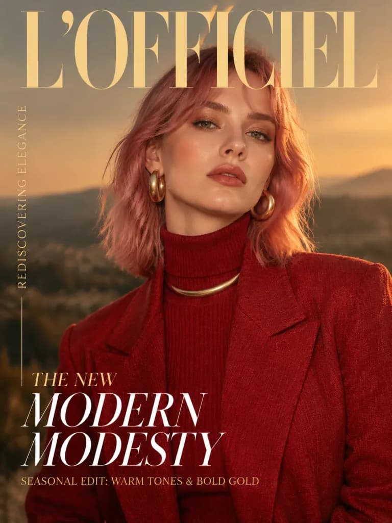 Editorial Magazine Cover with Crimson Blazer
