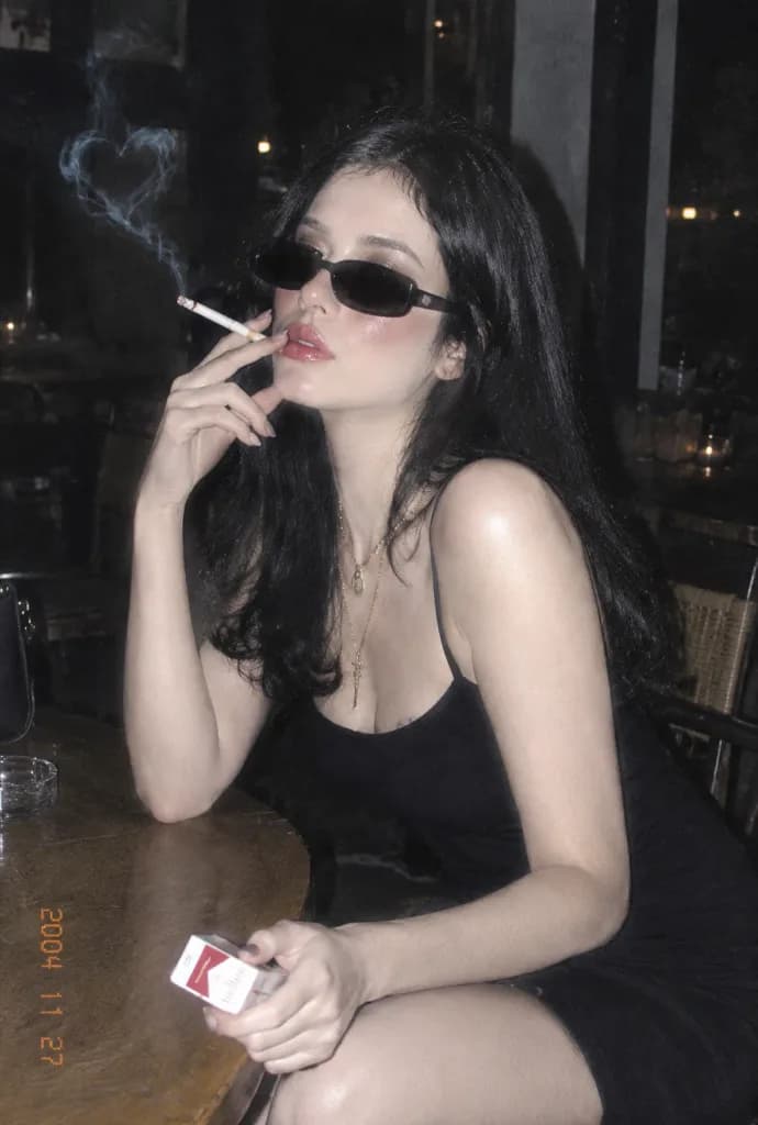 Y2K Digicam Flash Cafe Nightlife Portrait
