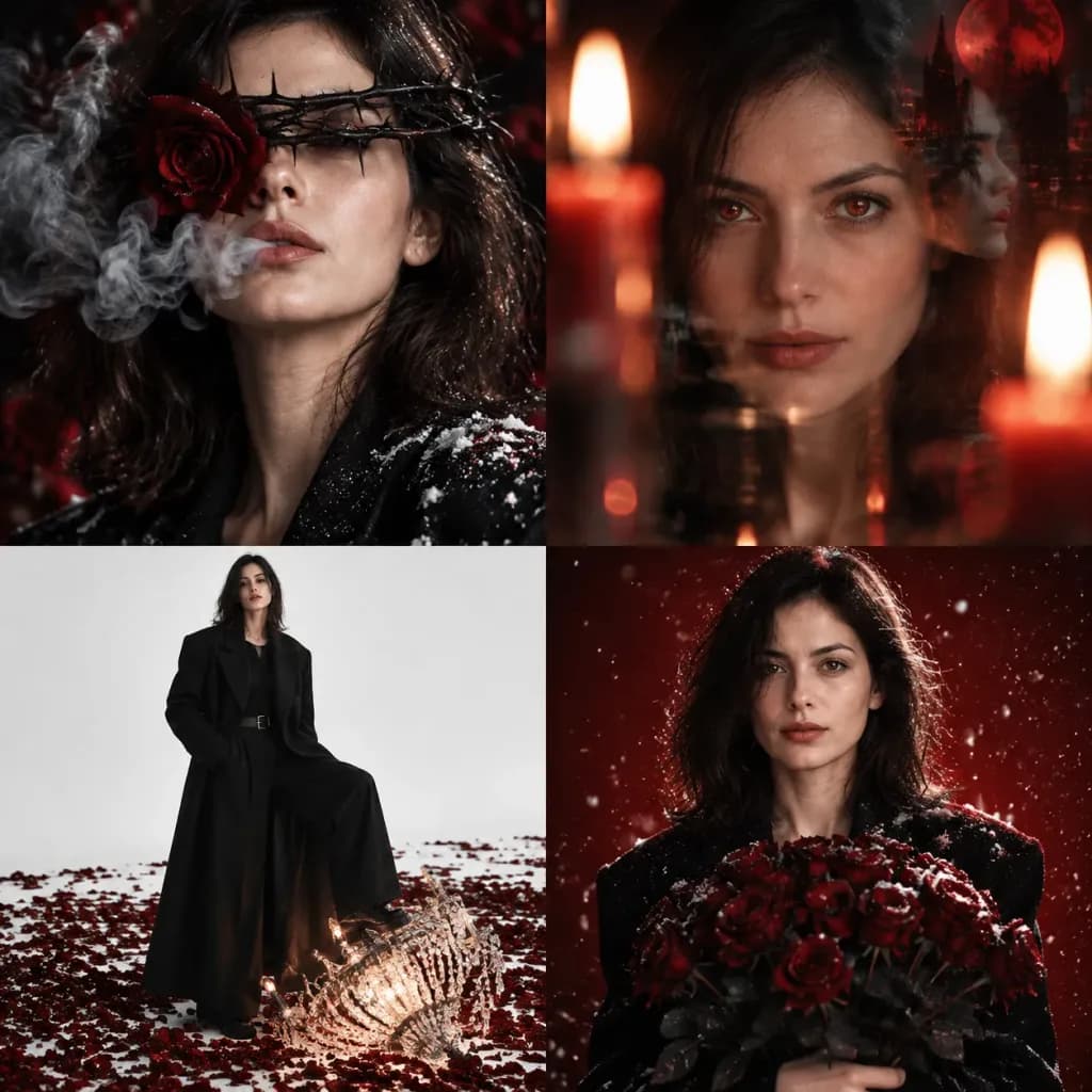 Neo-Noir Editorial 2x2 Portrait Grid