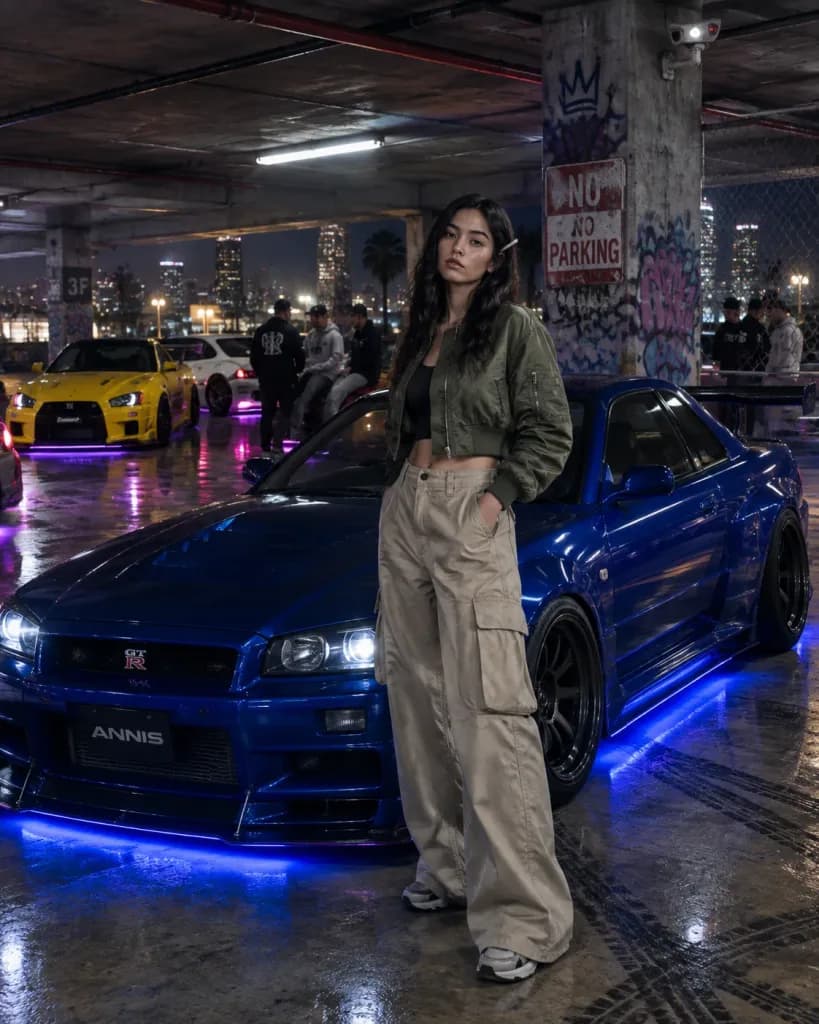 Nighttime Underground Car Meet Portrait