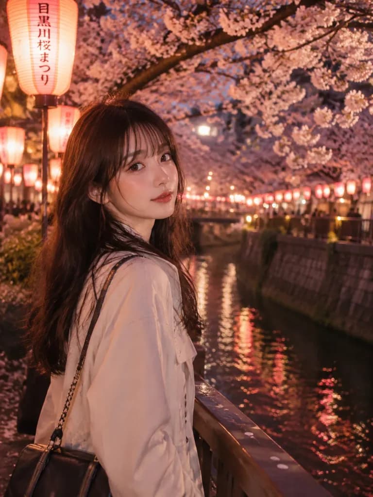 Evening Cherry Blossoms Along Nakameguro Canal