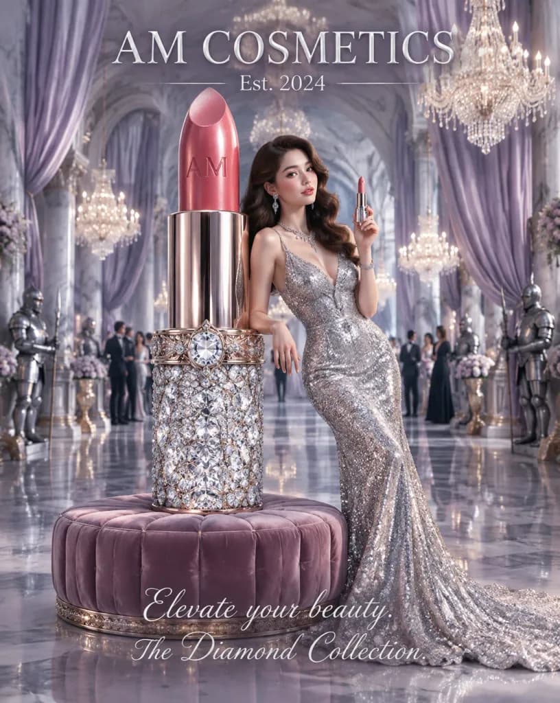 Luxuswerbung mit Riesigem Lippenstift im Ballsaal