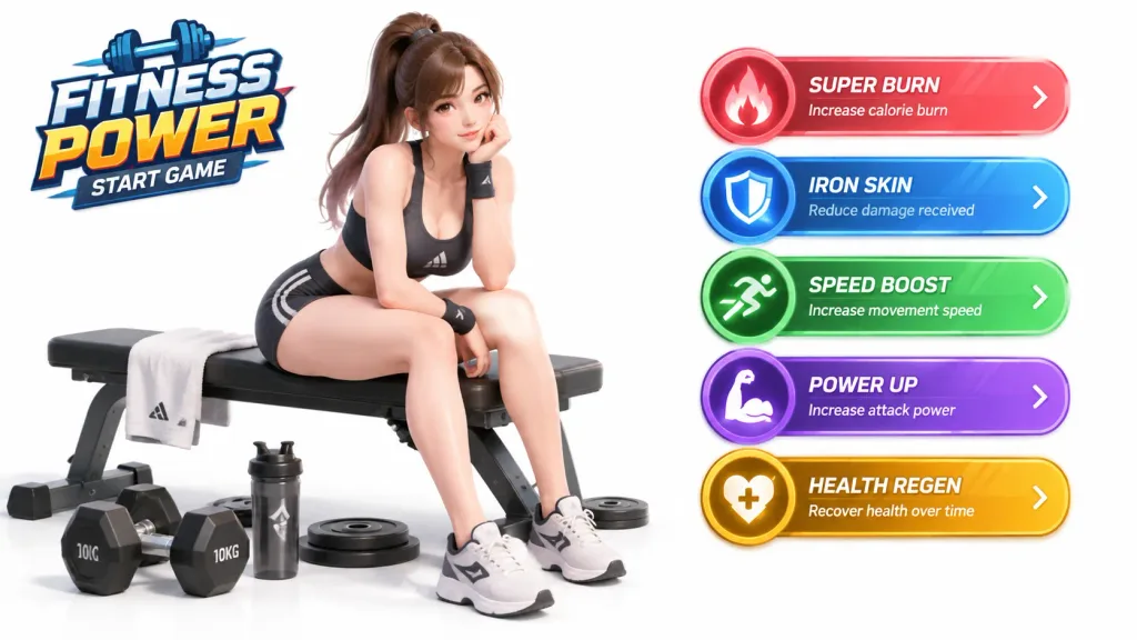 3D Fitness Game Start Screen UI