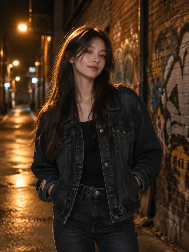 Cinematic Urban Alley Night Portrait