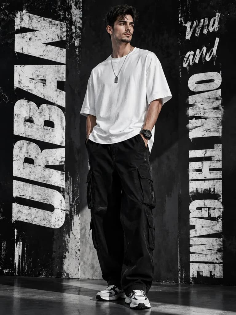 Męski edytorial streetwear Urban Noir