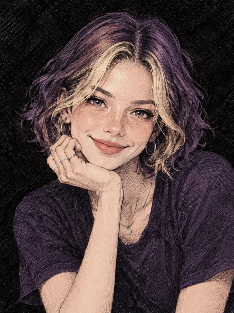 Pen-and-Ink Cross-Hatched Woman Portrait