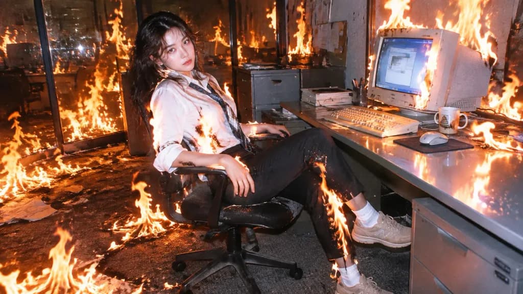 不条理なオフィス火災写真