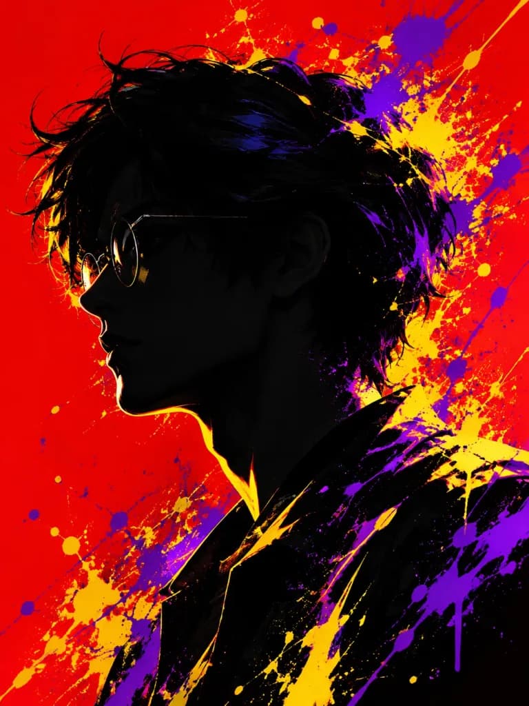 ポップアート スプラッターシルエット肖像