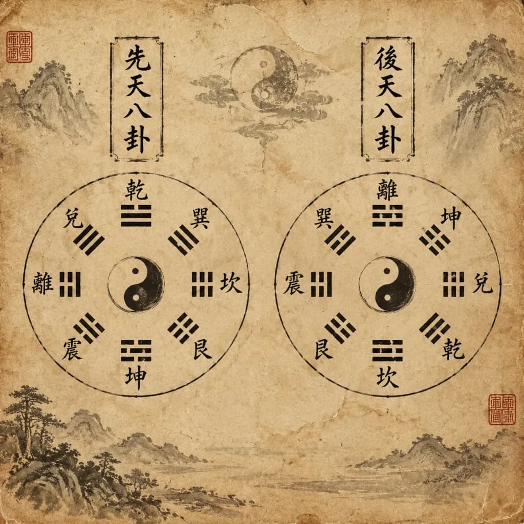 古文書風 先天・後天八卦図