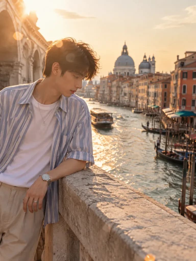 Golden Hour Venice Bridge Portrait