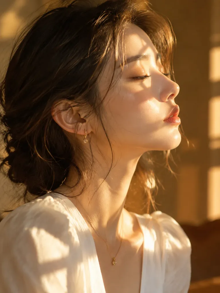 Golden Window Light Woman Portrait