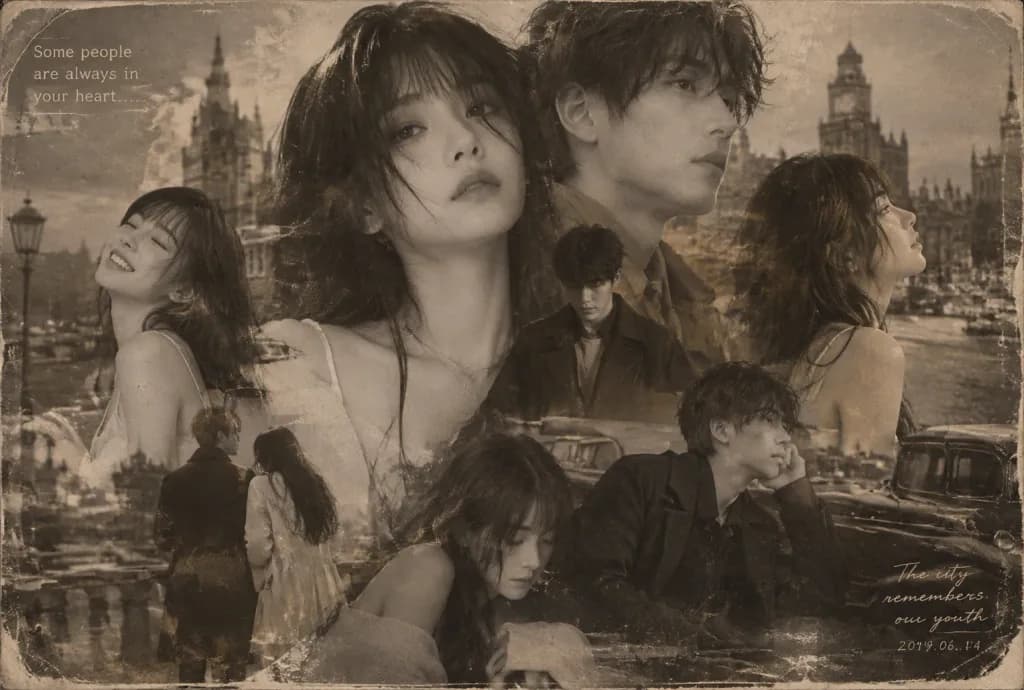 Multiple Exposure Sepia Couple Portrait