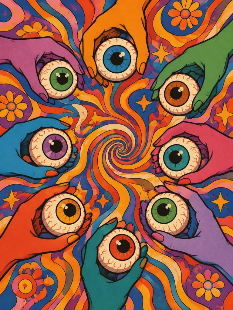 1970s Psychedelic Hands Poster