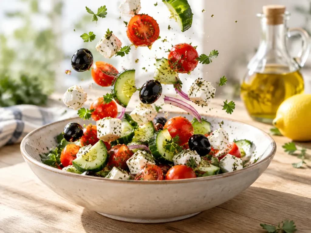 Fresh Mediterranean Salad Toss Commercial Photography
