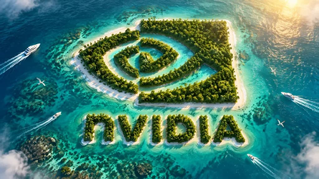Aerial Tropical Island Brand Logo