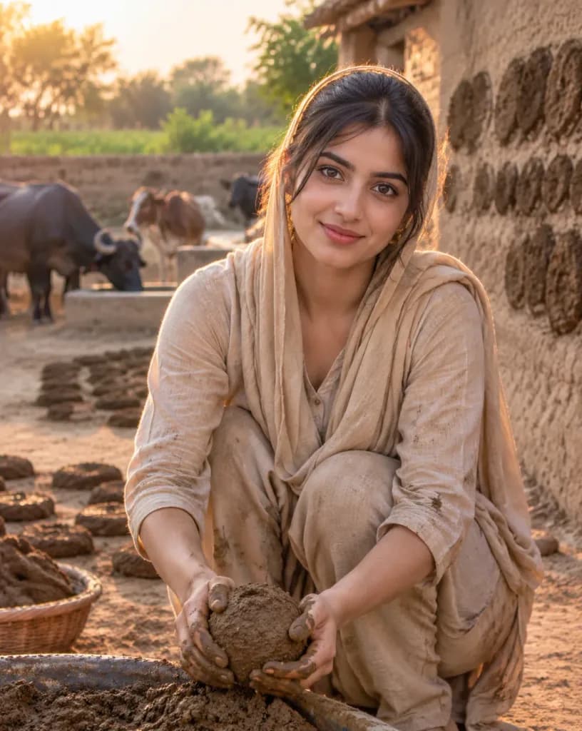 Punjabi Village Woman at Work