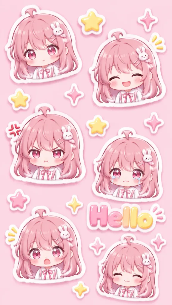 Puffy Chibi Character Sticker Sheet