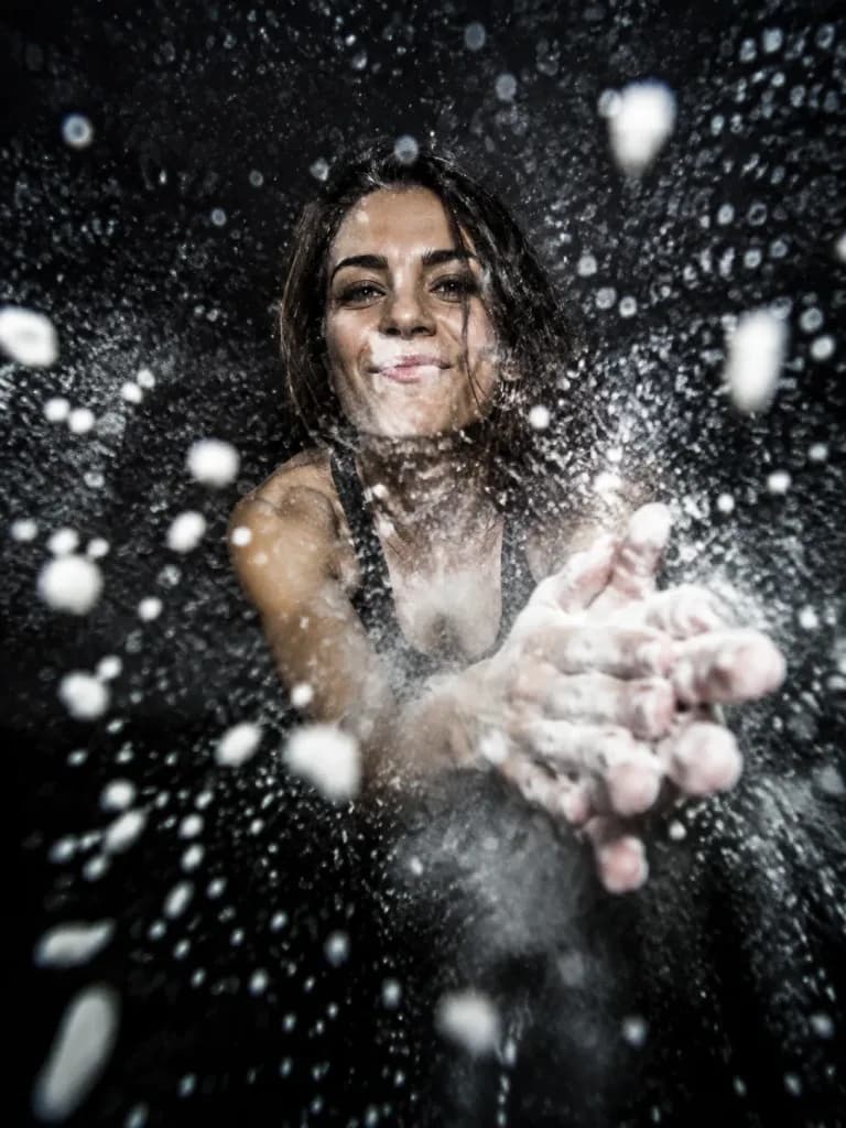 High-Contrast Flour Explosion Studio Portrait