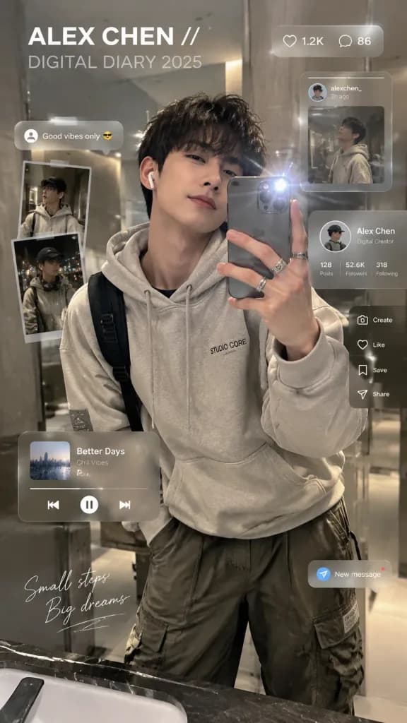 Digital Creator Mirror Selfie Collage Poster