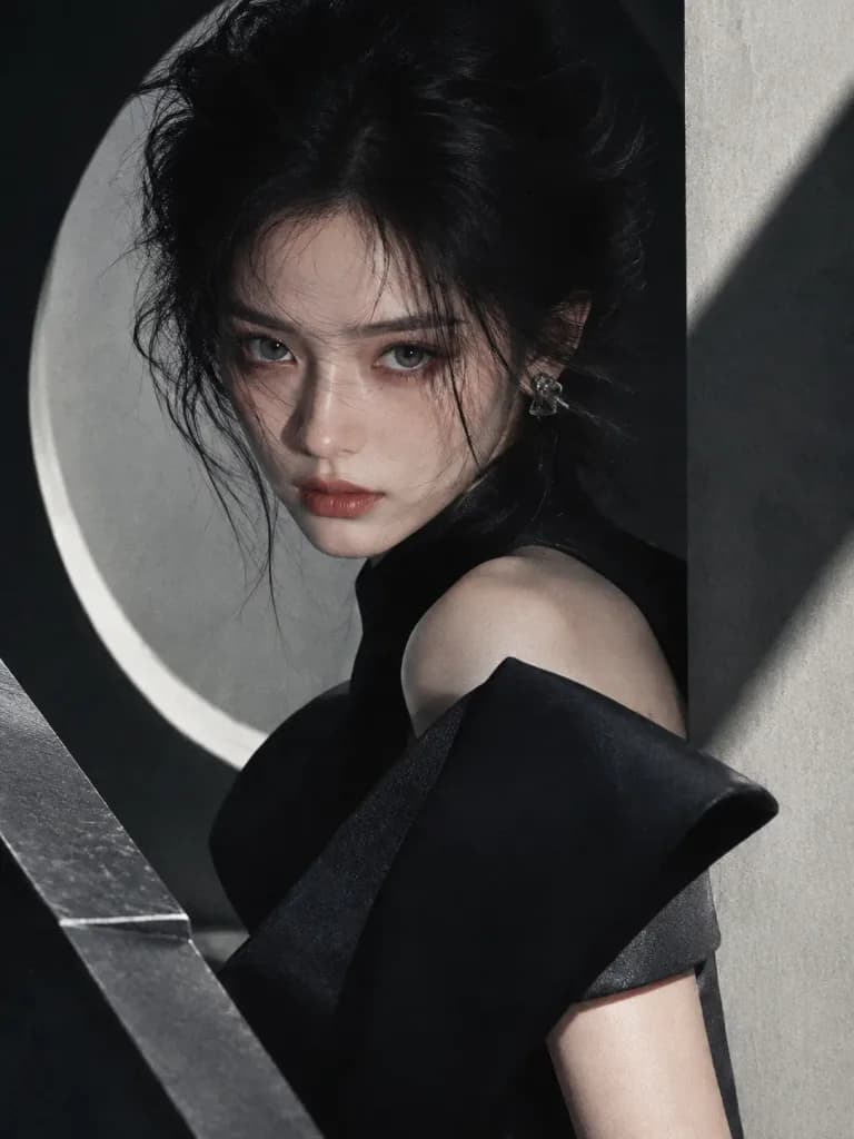 Surreal Geometric Fashion Editorial Portrait
