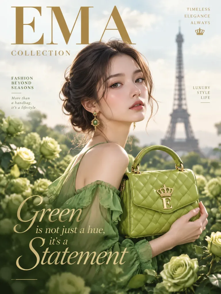 Grünes Luxus-Modemagazin-Cover