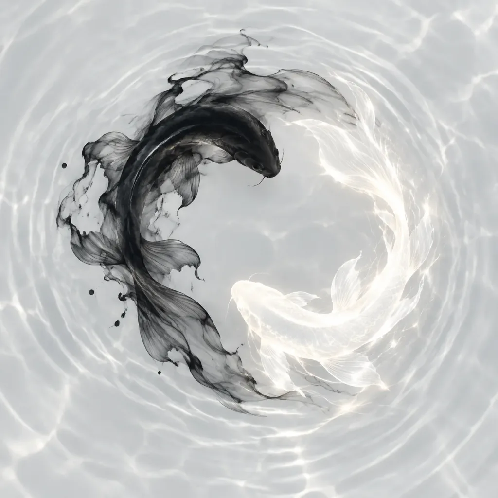 Zen Yin-Yang Koi Fish Illustration
