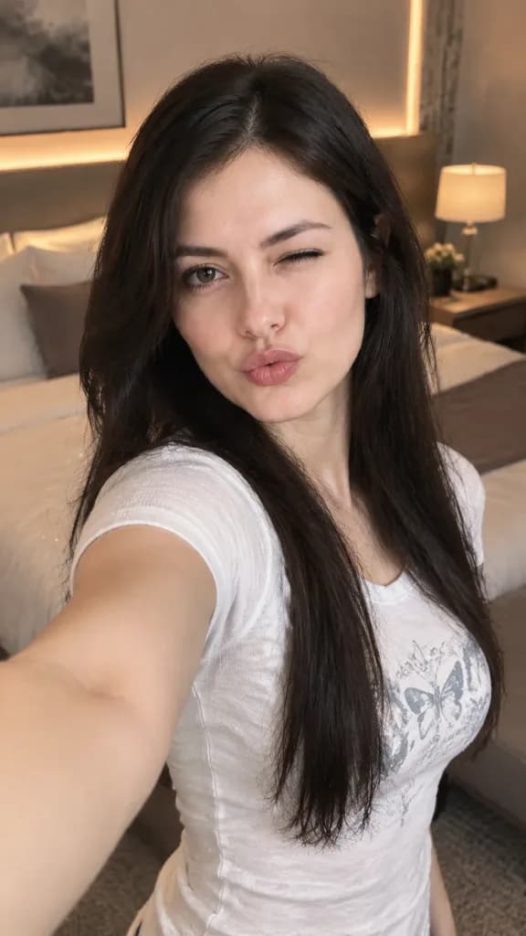 Selfie-Porträt im Luxus-Schlafzimmer