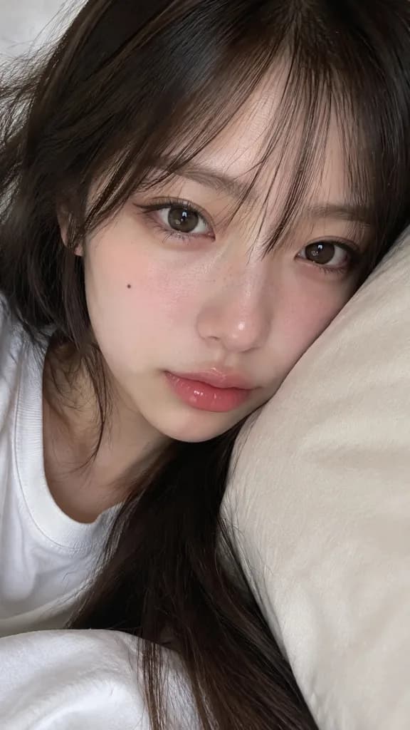 床邊大特寫自拍人像
