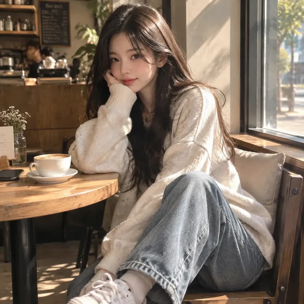 Cozy Coffee Shop Lifestyle Portrait