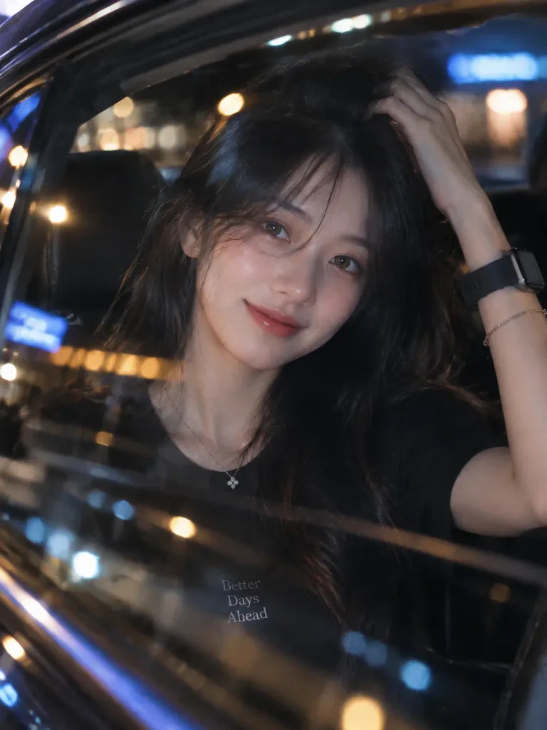 Ночной Портрет Через Стекло Автомобиля