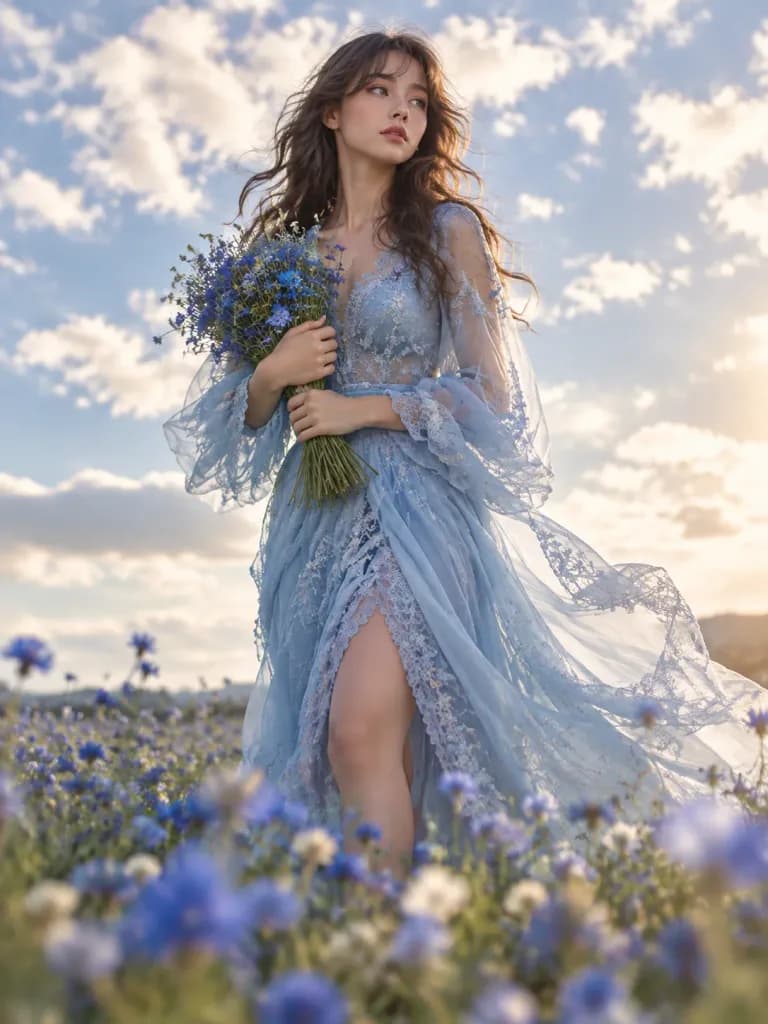 Chiffon Gown in Wildflower Meadow