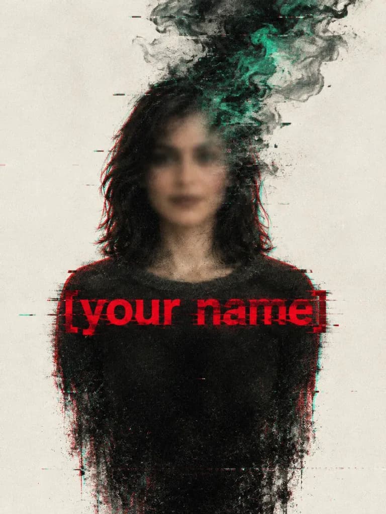 Digital Glitch Silhouette Poster Portrait