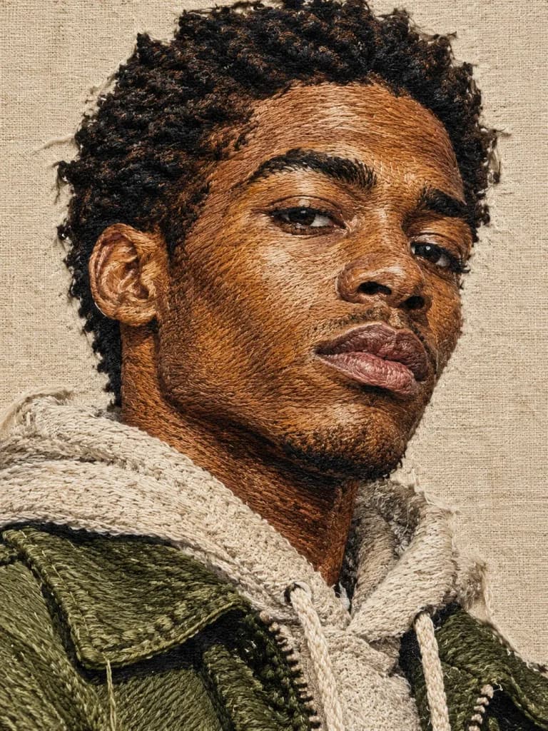 Textured Embroidery Fashion Portrait