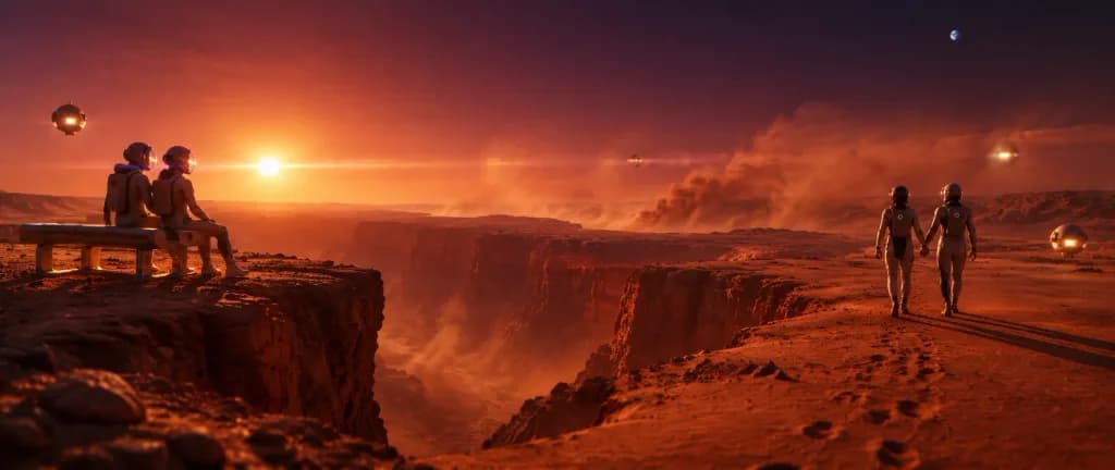 火星の峡谷でのロマンチックなデート