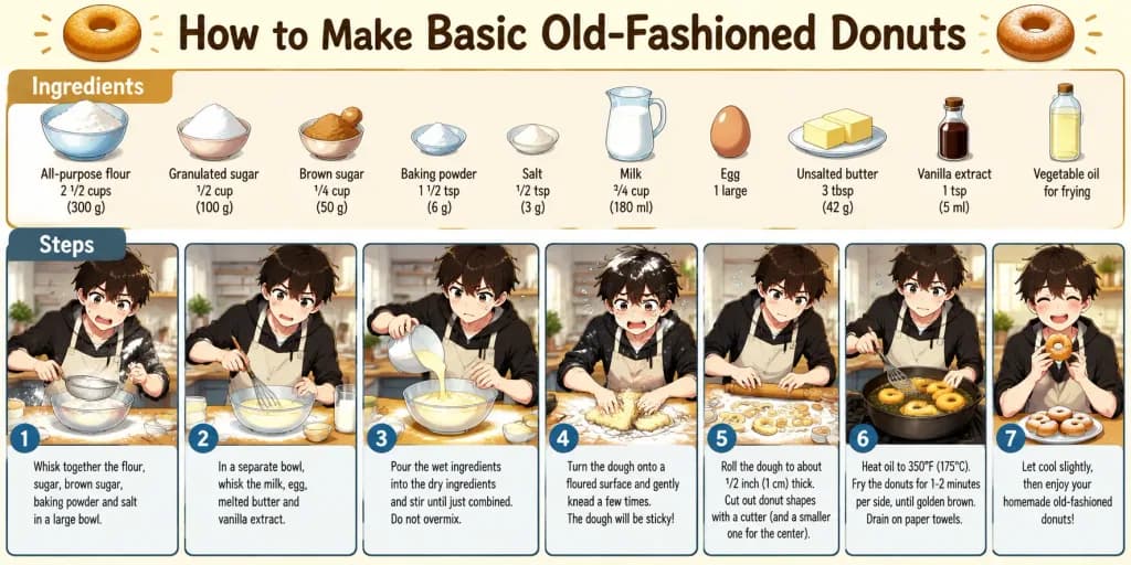 Old-Fashioned Donut Recipe Manga Infographic