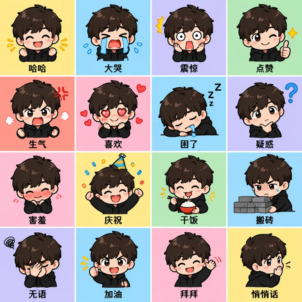 Sixteen Panel Character Emoji Sheet