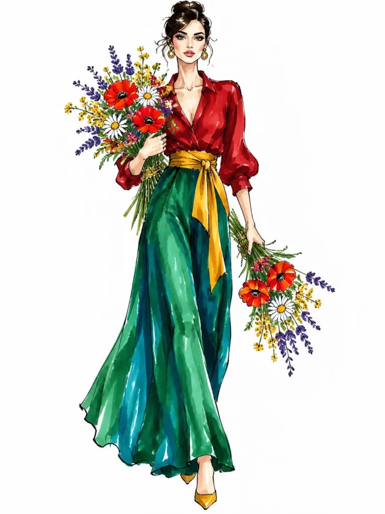 Watercolor Fashion Illustration Sketch