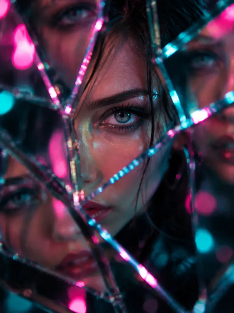 Fragmented Mirror Kaleidoscope Editorial Portrait