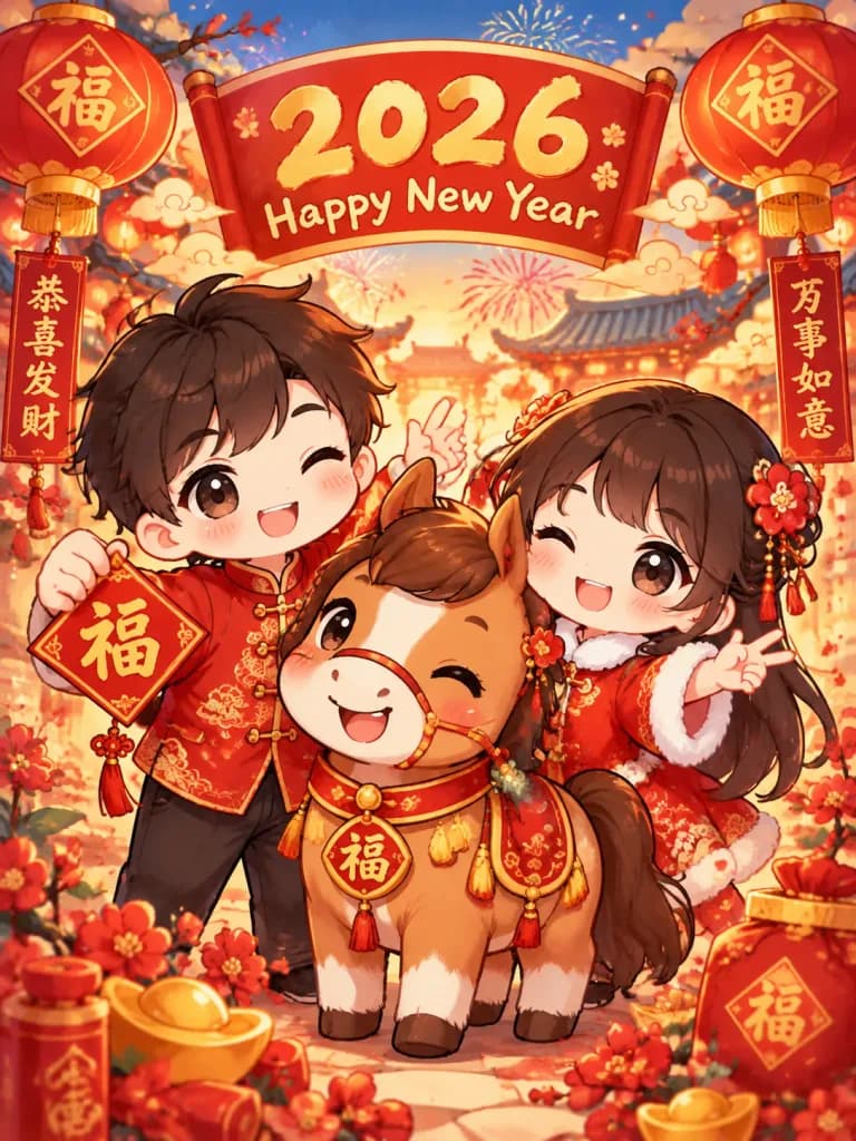 ちびキャラ 2026年 午年年賀状