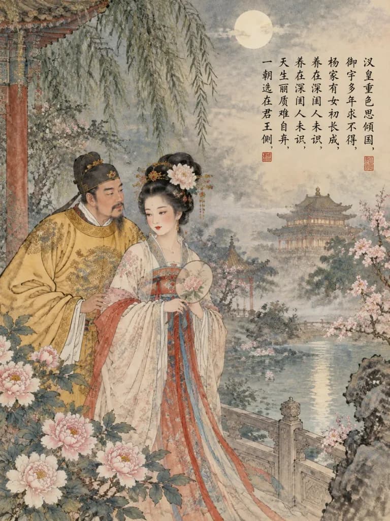 Gongbi Ilustracja Klasycznej Poezji Chińskiej