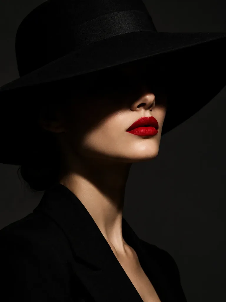 Minimalist High-Fashion Red Lip Portrait